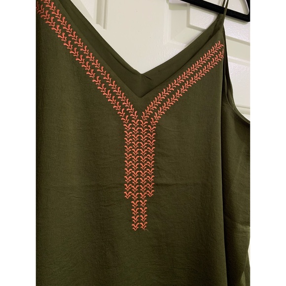 Express Green/Orange Stitching Strappy Tank Top XL - Picture 3 of 6